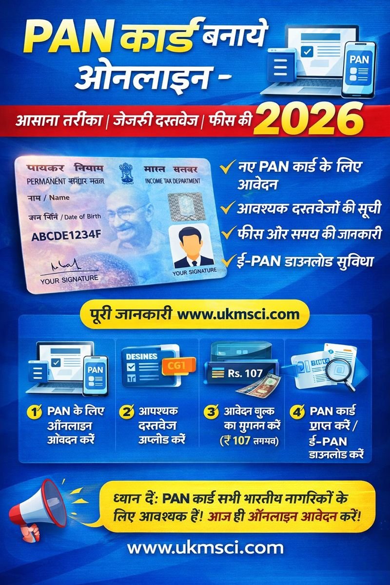 PAN Card Kaise Banaye Online 2026 – Apply, Fees, Documents, Status